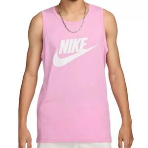 NIke Tank Top Mens Cotton pink Spell Out Center Swoosh size M NWT